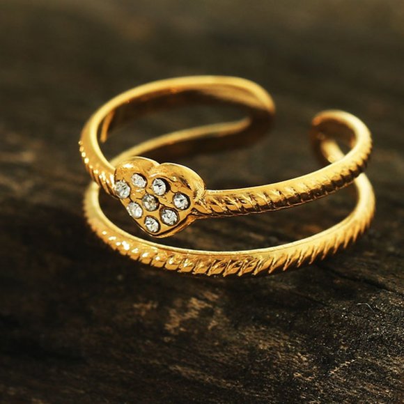 RENEE Ring - Double Stacked Zirconia Heart - Picture 5 of 9